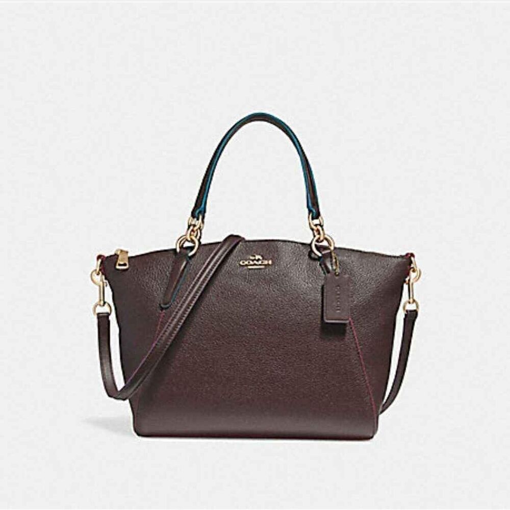 Coach Metallic Brown Leather Mini Kelsey Double Handles Satchel Handbag Purse